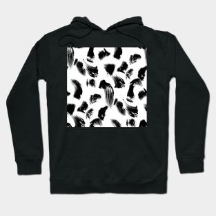 Black over White Brushtroke Dots Hoodie